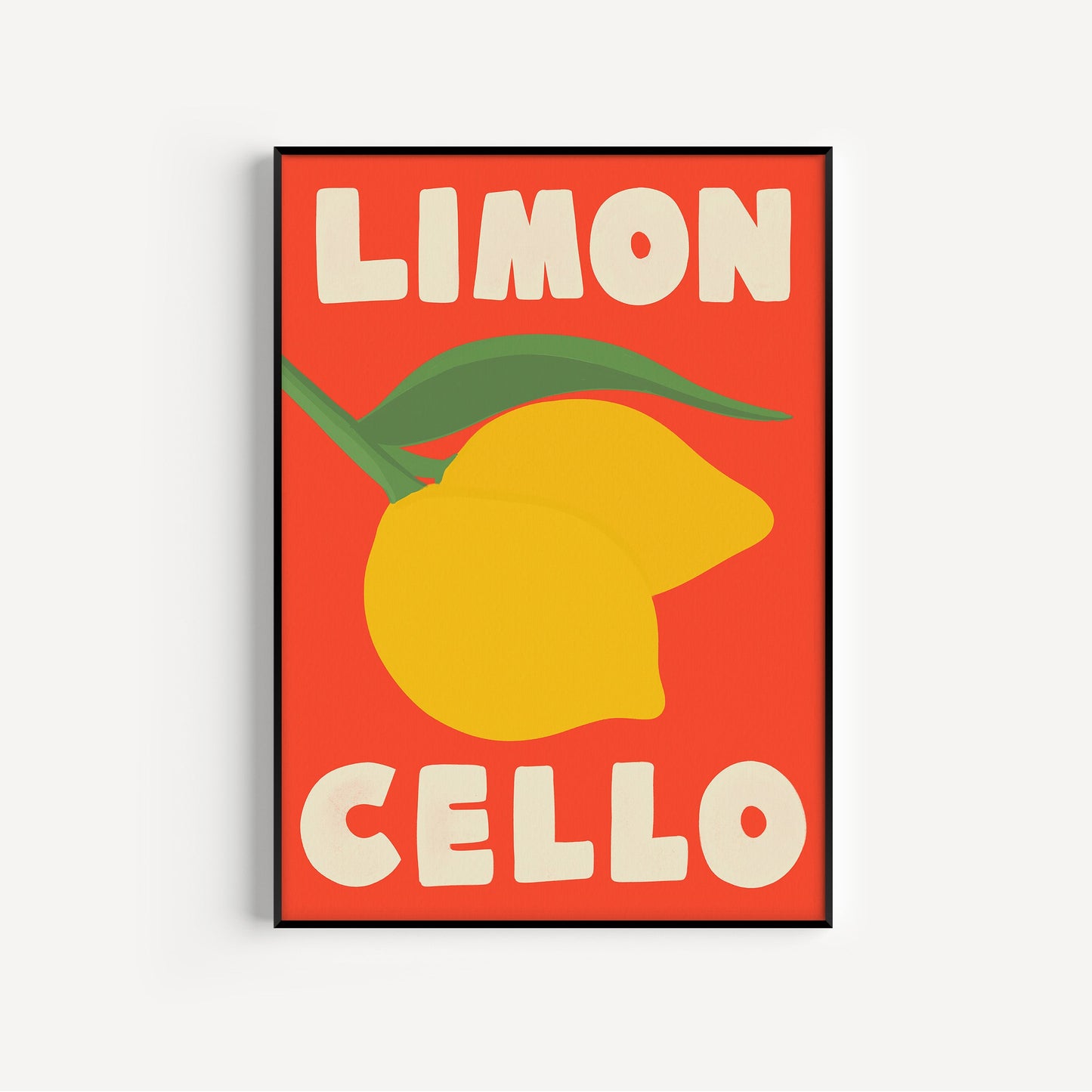 Framed artwork with a lemon illustration and text on a white background