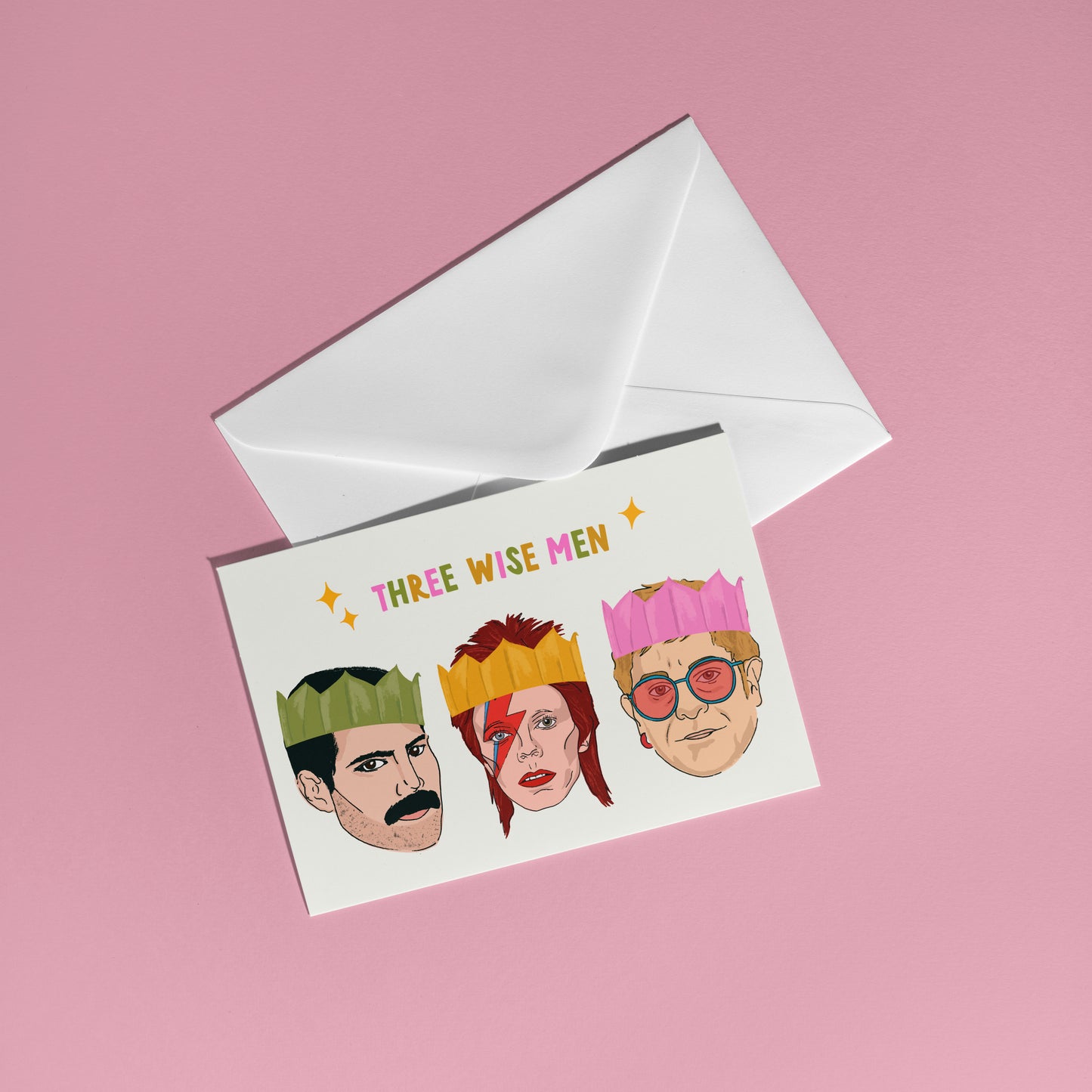 Freddie Bowie Elton 3 Wise Men Christmas Card