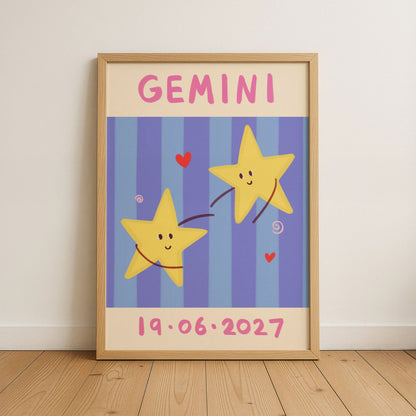 Horoscope Kids Personalised Birthday Art Print