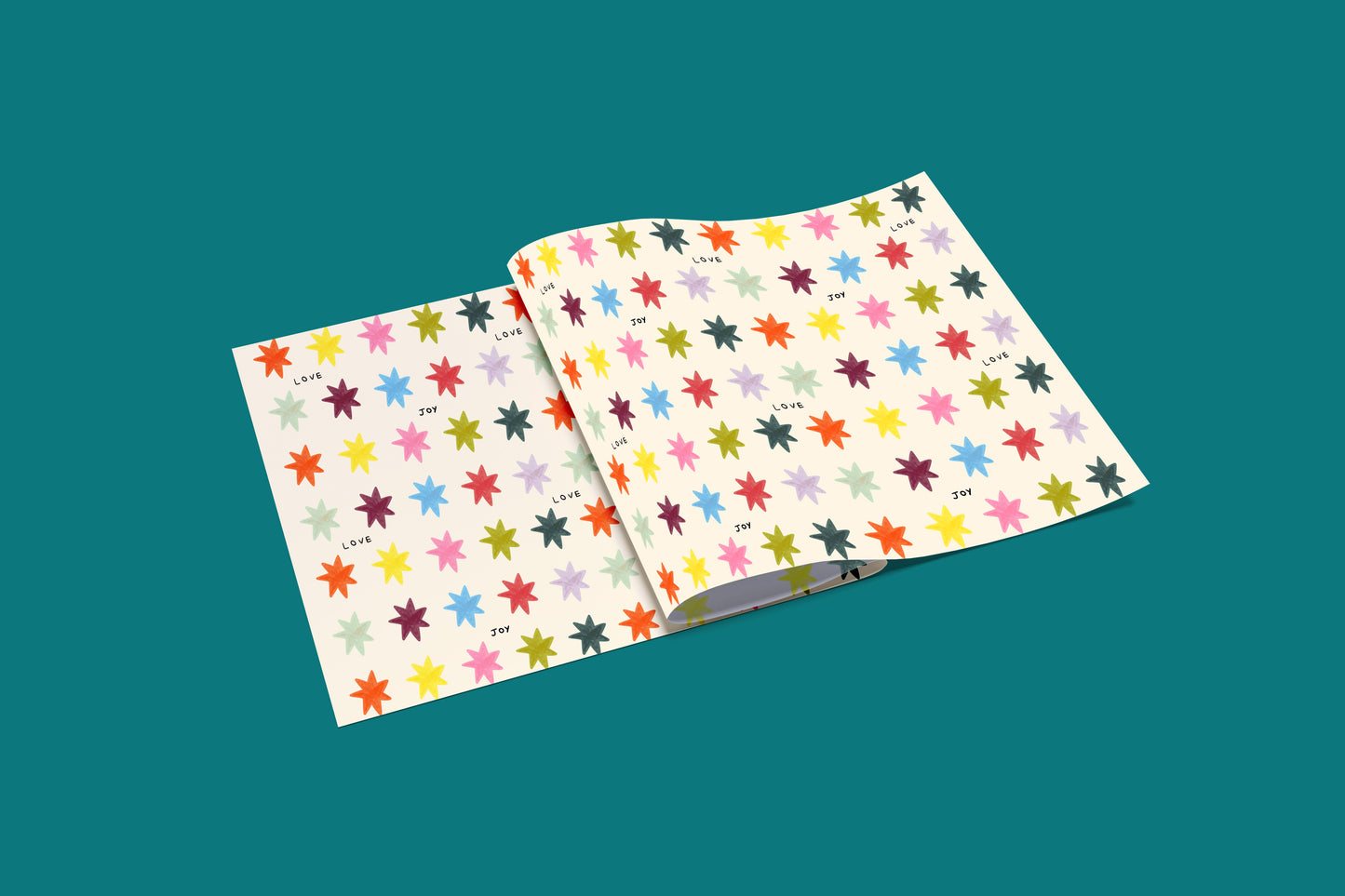 Love & Joy Star Pattern Gift Wrap