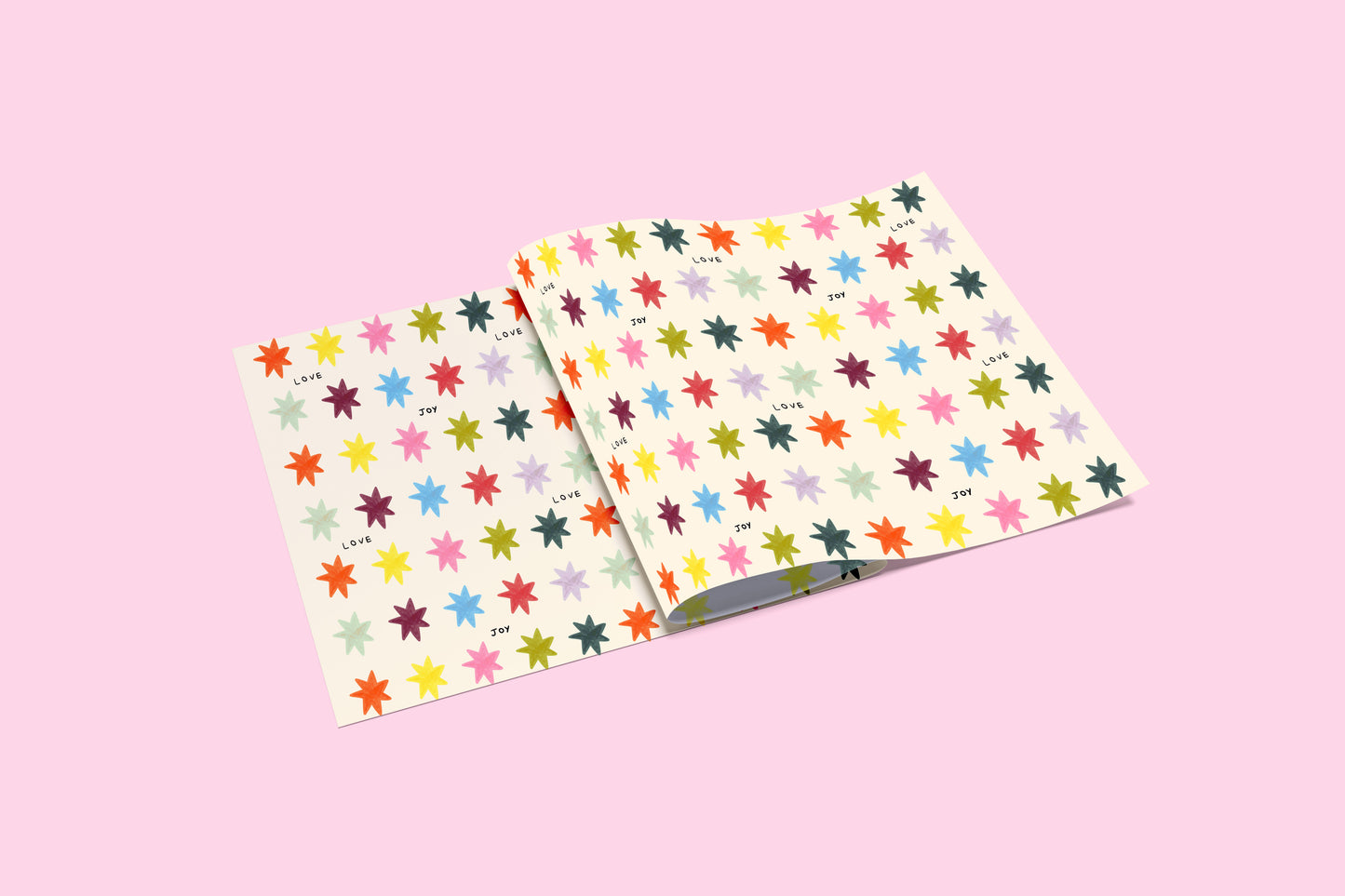 Love & Joy Star Pattern Gift Wrap