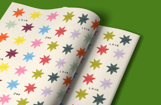 Love & Joy Star Pattern Gift Wrap