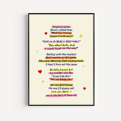 Ode to Mum Art Print