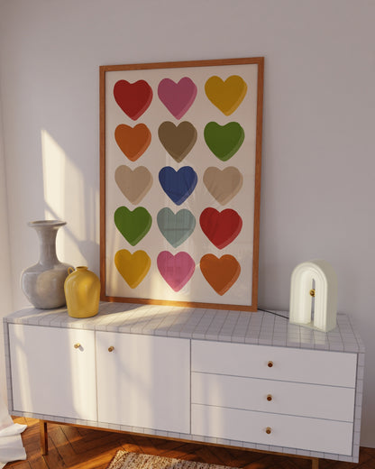 Multicolour Hearts Print