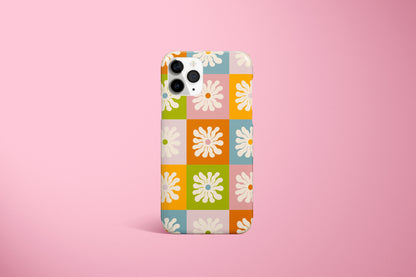 Checkered Wavy Flower Phone Case