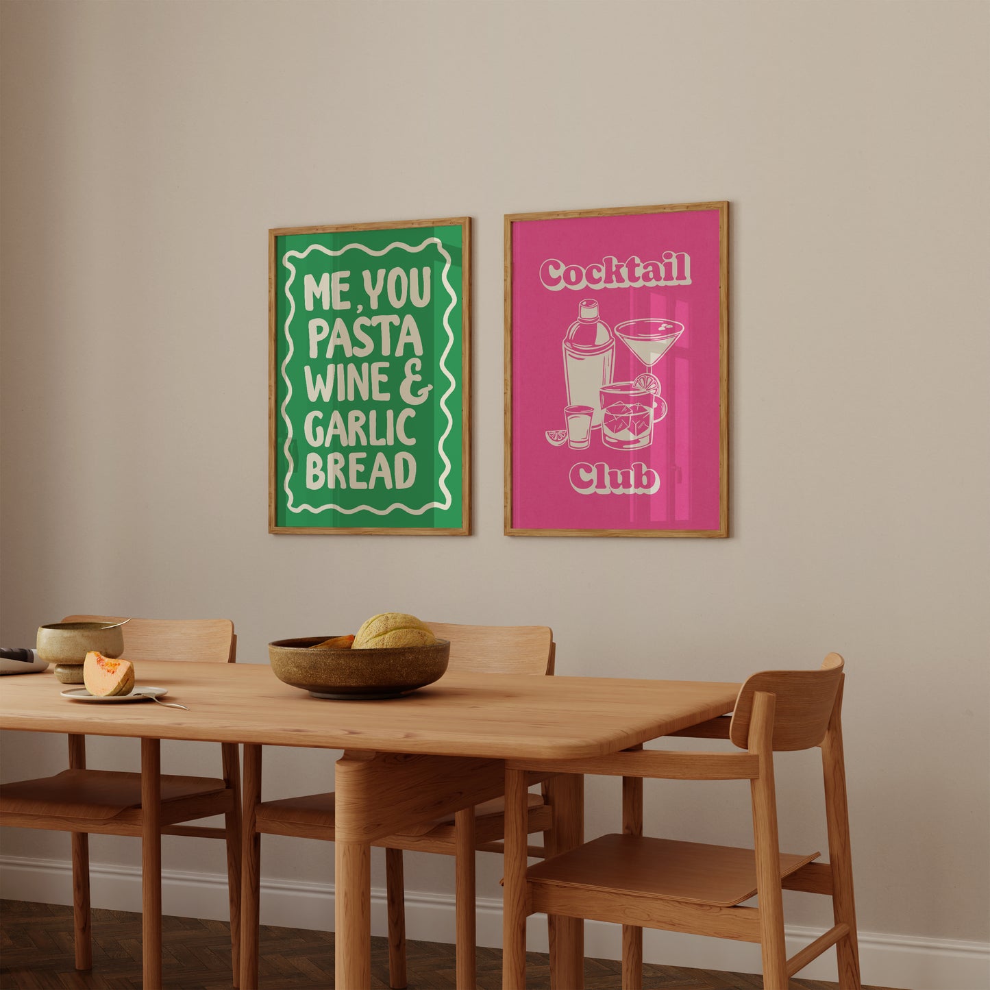Pasta Wine & Garlic Bread Print
