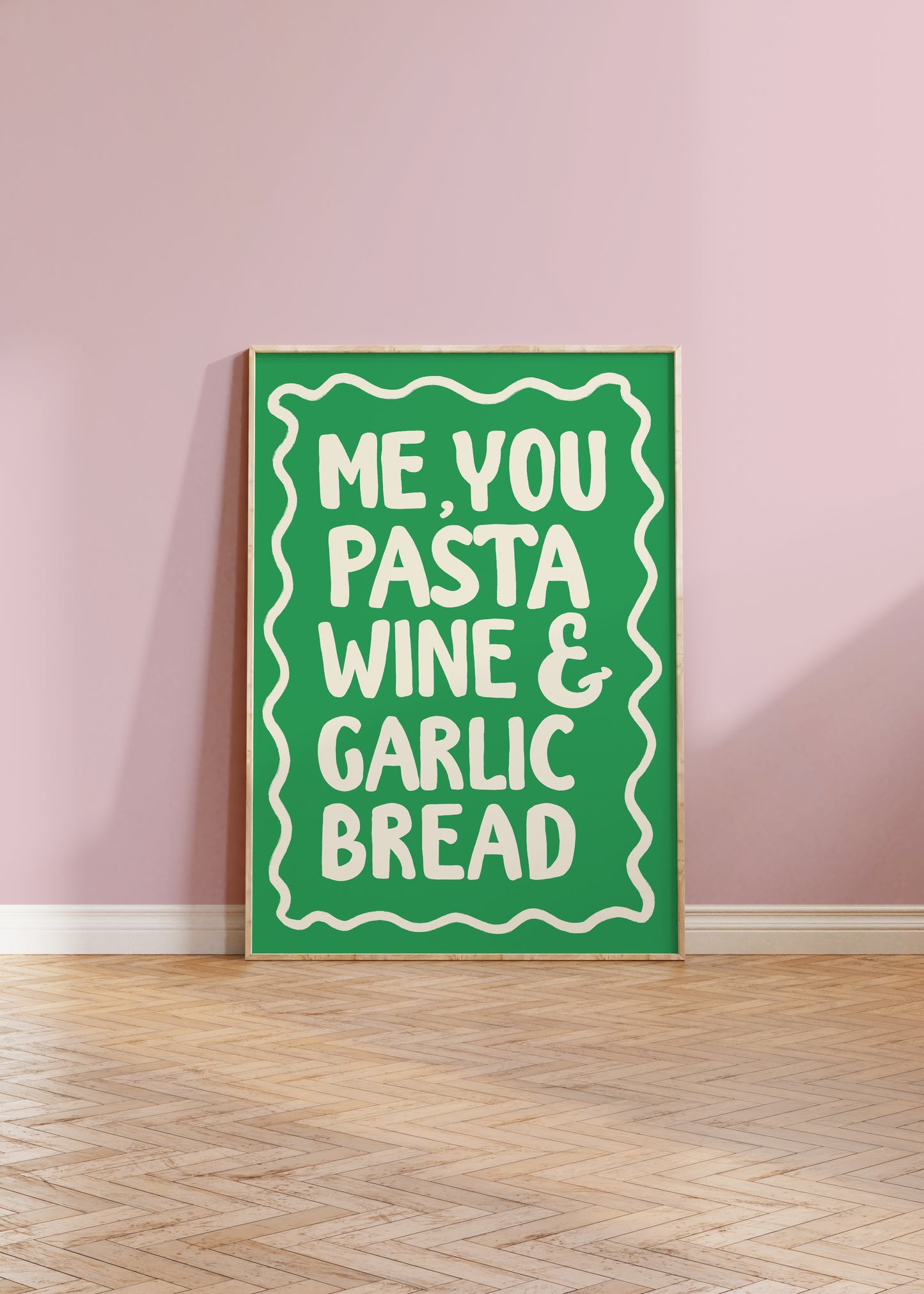 Pasta Wine & Garlic Bread Print