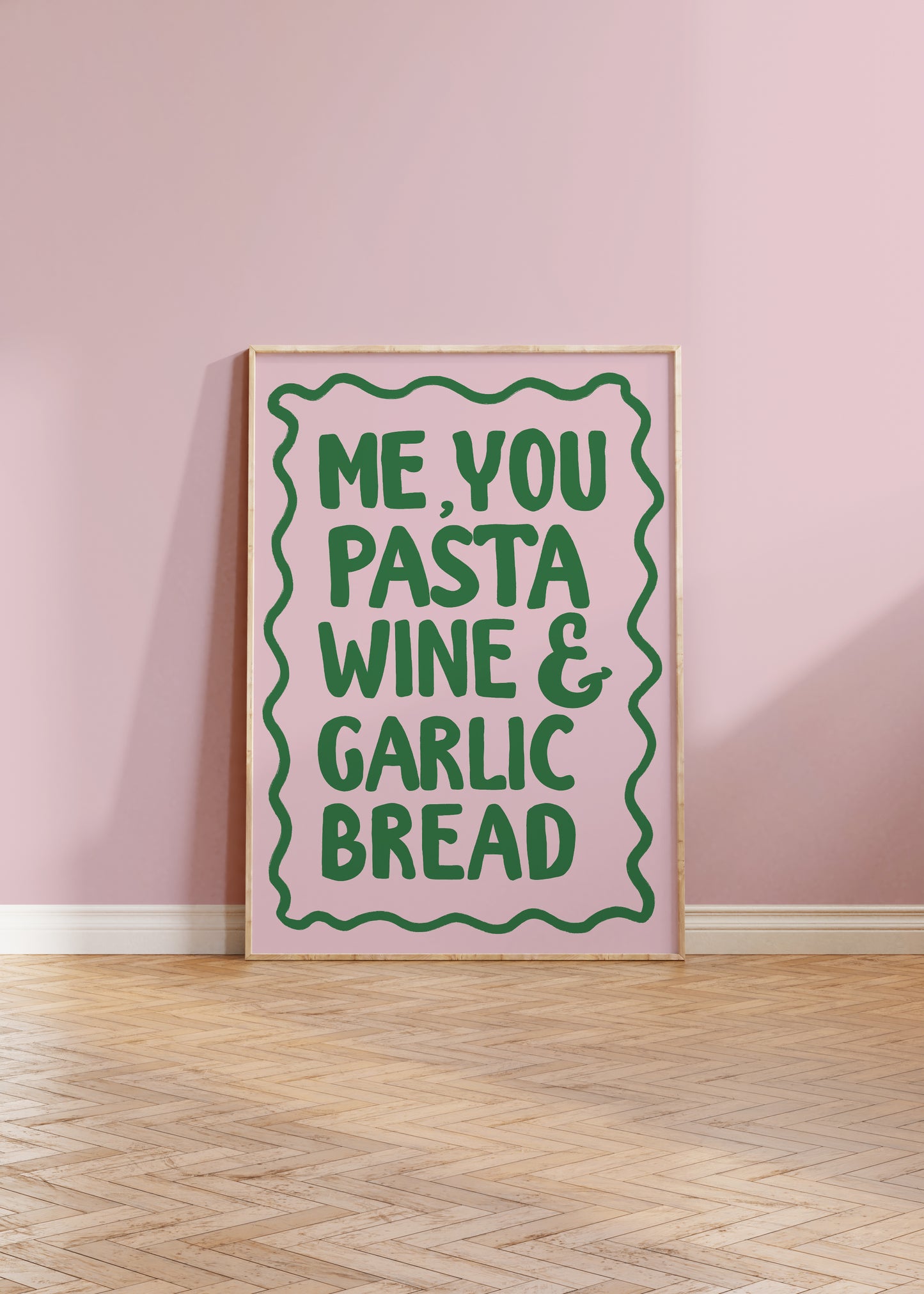 Pasta Wine & Garlic Bread Print