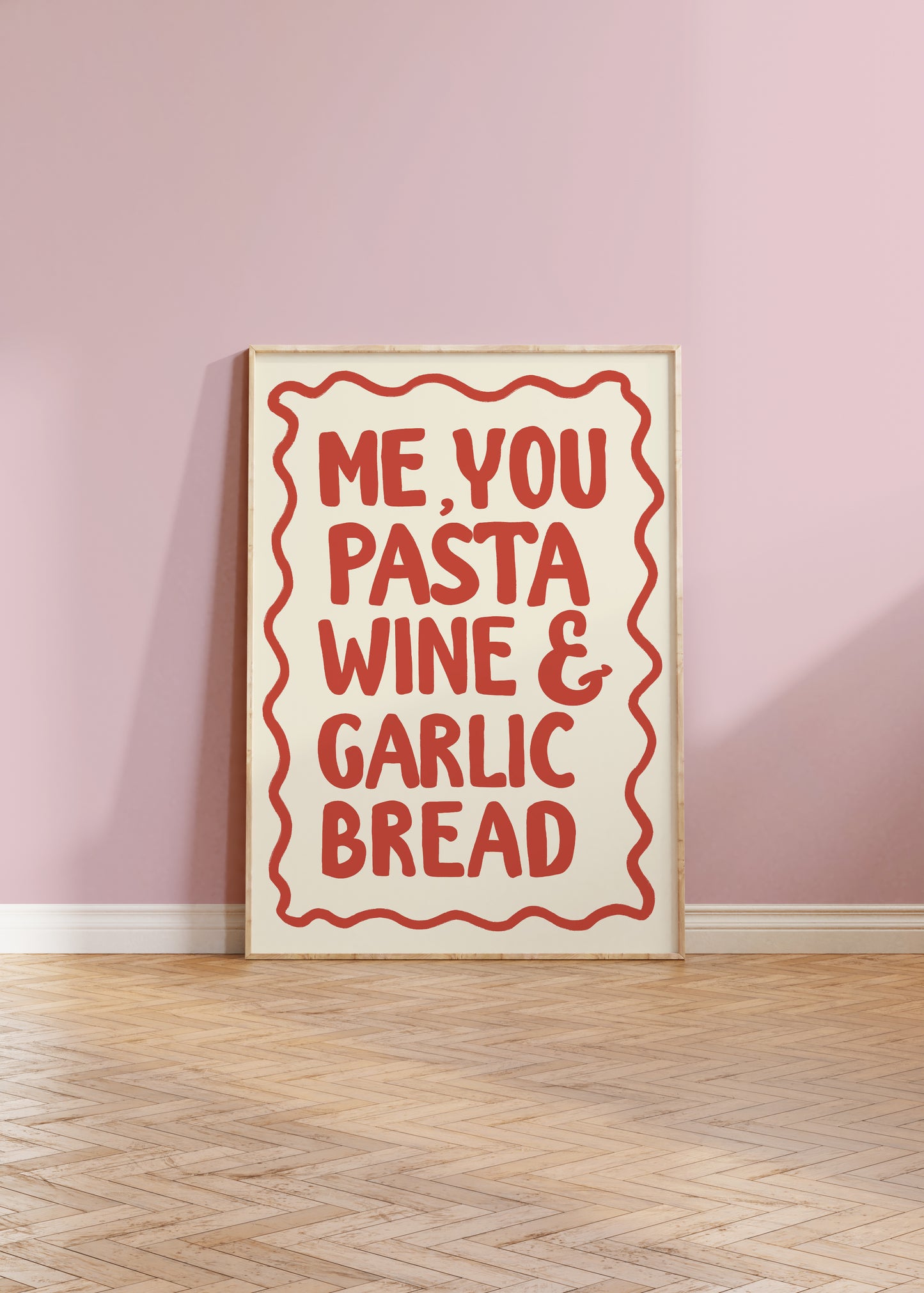 Pasta Wine & Garlic Bread Print